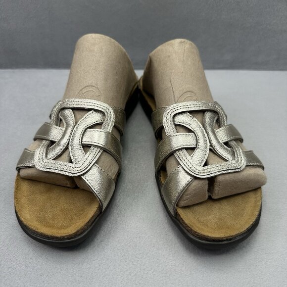 Naot Liv Womens Size 7 Sandals Radiant Gold Leather Flats Slide Cork Footbed - Picture 2 of 8